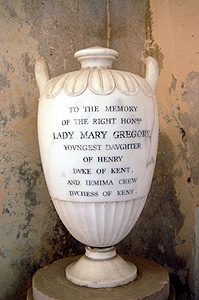 Urn memorial to Lady Mary Gregory August 2011